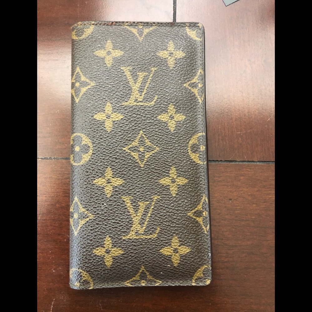 Vintage monogram check & credit cards wallet